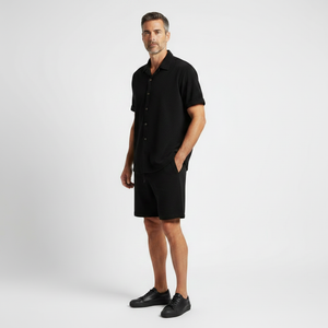 Stefan - Short Sleeve Button-Up Shirt And Shorts Set