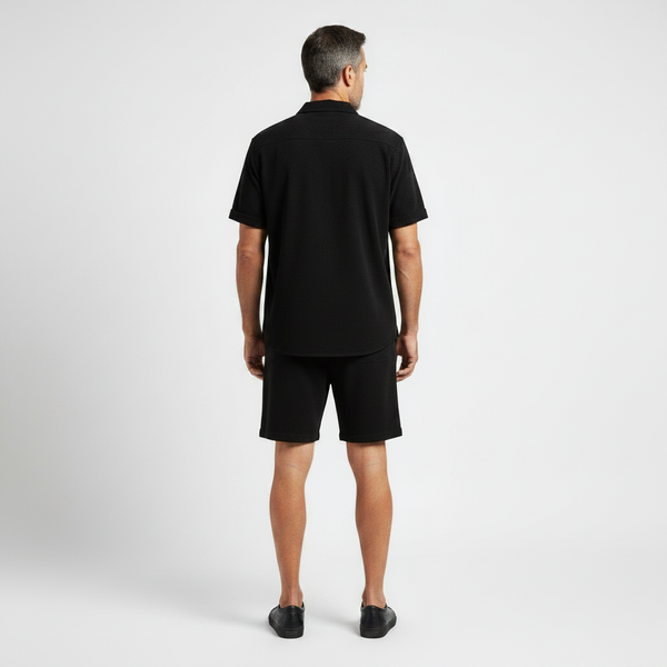 Stefan - Short Sleeve Button-Up Shirt And Shorts Set