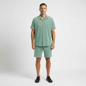 Stefan - Short Sleeve Button-Up Shirt And Shorts Set
