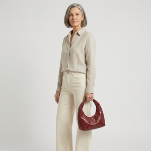 Vovella - Woven Embossed Hobo Shoulder Bag