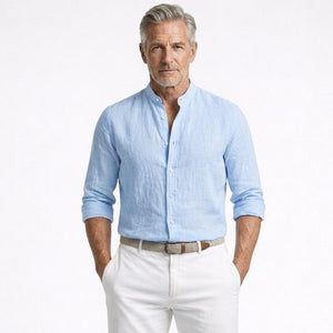 Brexton - Lightweight Band-Collar Button-Up Shirt