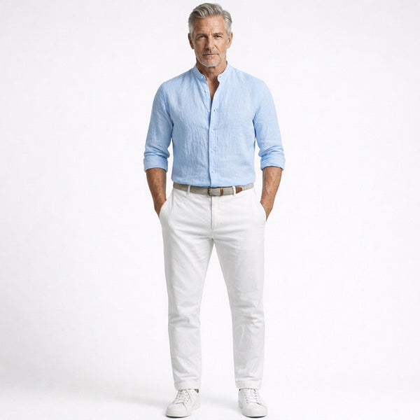 Brexton - Lightweight Band-Collar Button-Up Shirt