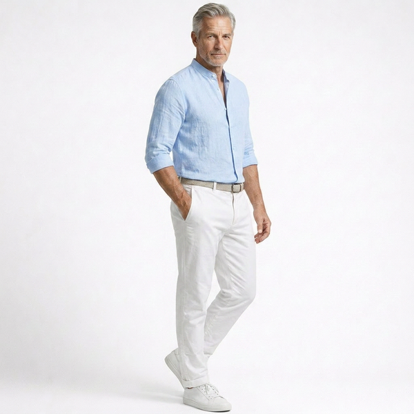 Brexton - Lightweight Band-Collar Button-Up Shirt