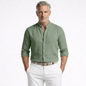 Brexton - Lightweight Band-Collar Button-Up Shirt