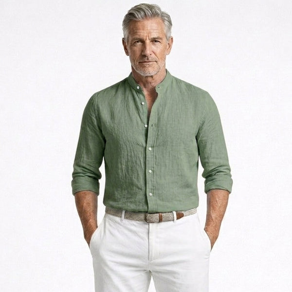 Brexton - Lightweight Band-Collar Button-Up Shirt