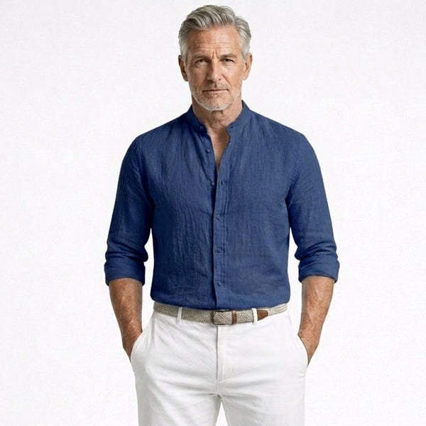 Brexton - Lightweight Band-Collar Button-Up Shirt
