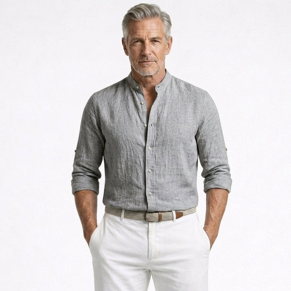 Brexton - Lightweight Band-Collar Button-Up Shirt