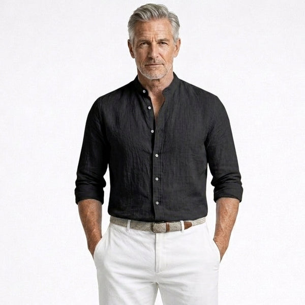 Brexton - Lightweight Band-Collar Button-Up Shirt