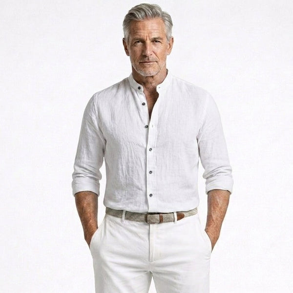 Brexton - Lightweight Band-Collar Button-Up Shirt