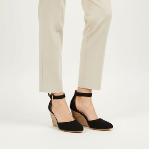 Velsara - Pointed Toe Wedge Heel With Ankle Strap
