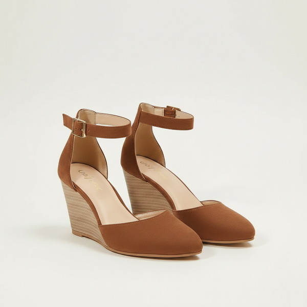 Velsara - Pointed Toe Wedge Heel With Ankle Strap