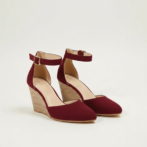 Velsara - Pointed Toe Wedge Heel With Ankle Strap