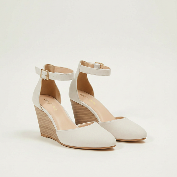 Velsara - Pointed Toe Wedge Heel With Ankle Strap
