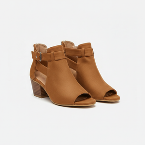 Vaelora - Peep-Toe Block Heel Sandal Boot