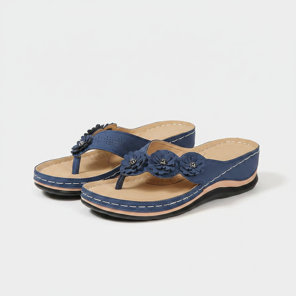 Lumira - Floral Accent Wedge Flip Sandal