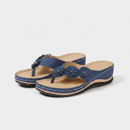 Lumira - Floral Accent Wedge Flip Sandal