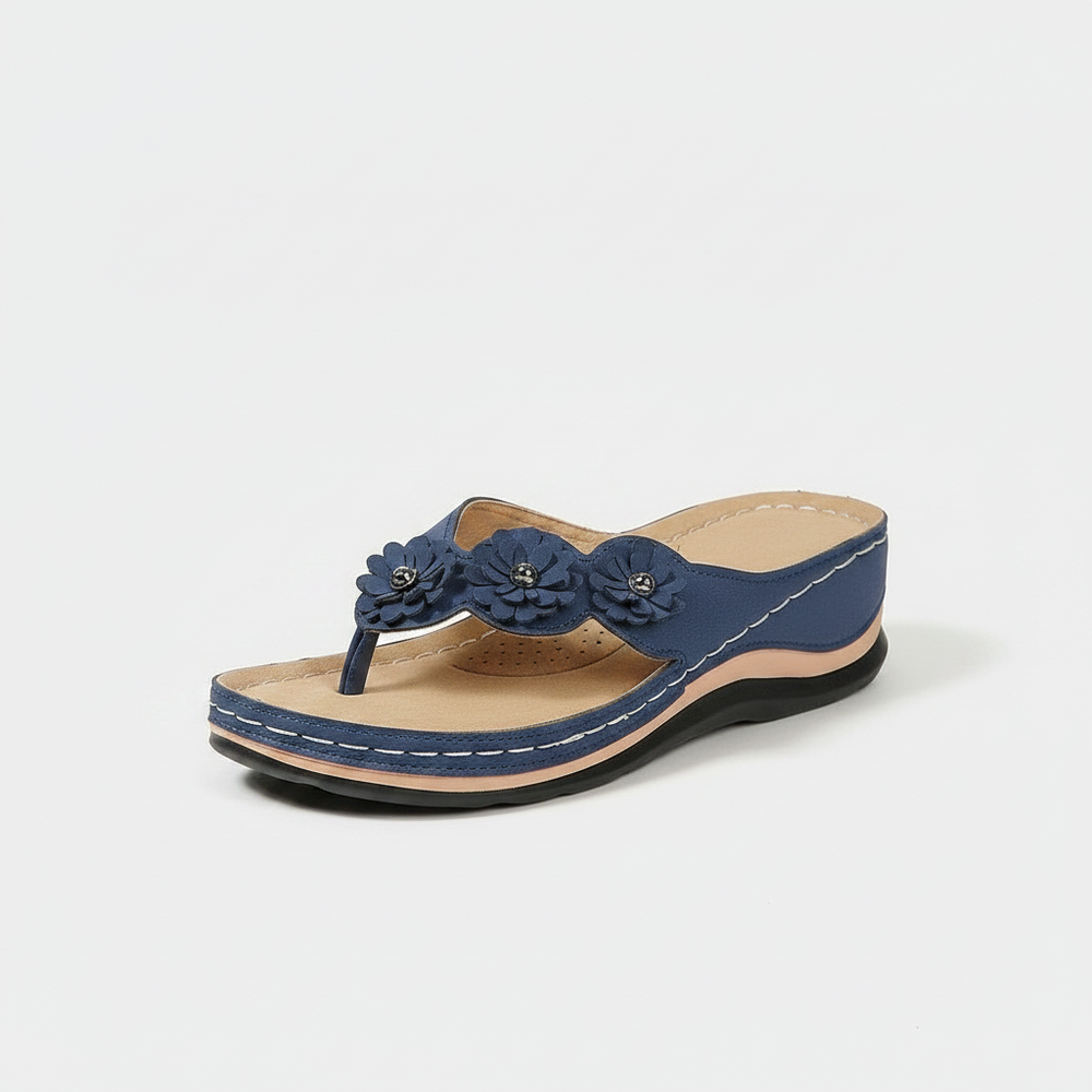 Lumira - Floral Accent Wedge Flip Sandal