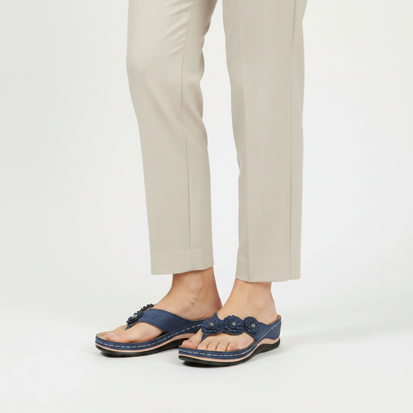 Lumira - Floral Accent Wedge Flip Sandal