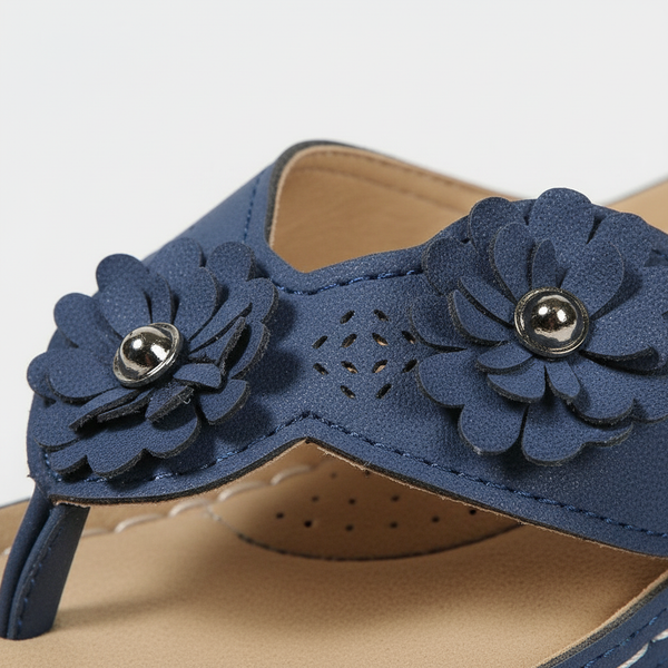 Lumira - Floral Accent Wedge Flip Sandal