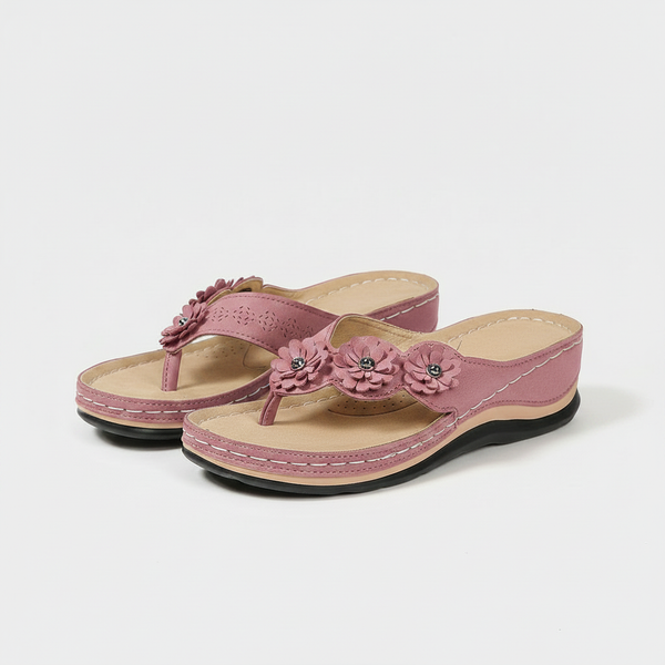 Lumira - Floral Accent Wedge Flip Sandal