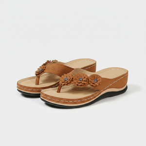 Lumira - Floral Accent Wedge Flip Sandal