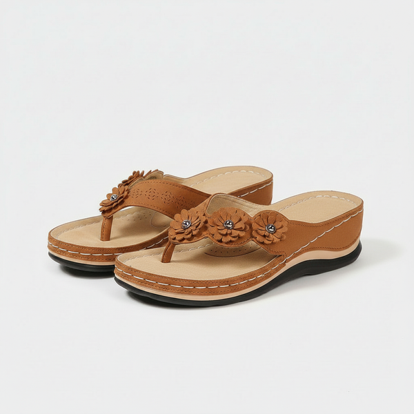 Lumira - Floral Accent Wedge Flip Sandal