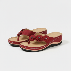 Lumira - Floral Accent Wedge Flip Sandal
