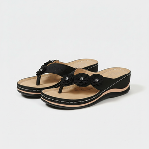 Lumira - Floral Accent Wedge Flip Sandal