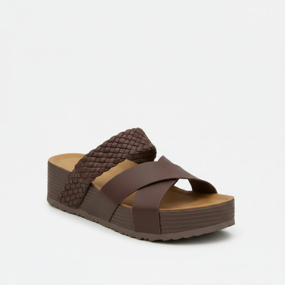 Wravella - Braided Strap Slip-On Platform Sandal