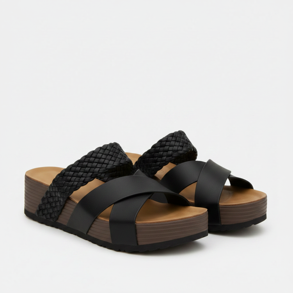 Wravella - Braided Strap Slip-On Platform Sandal