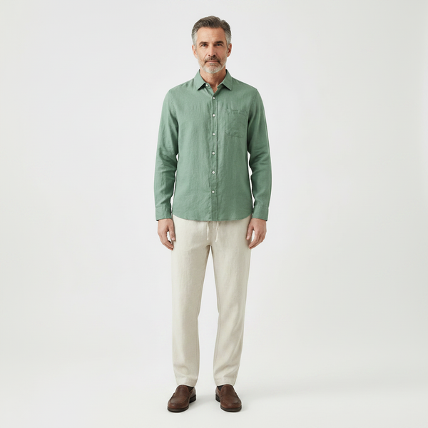 Breezaro - Breathable Button-Up Shirt And Drawstring Pants Set