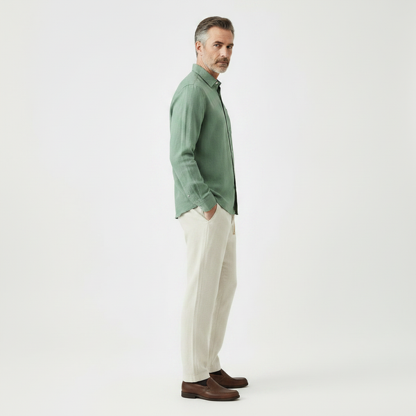 Breezaro - Breathable Button-Up Shirt And Drawstring Pants Set