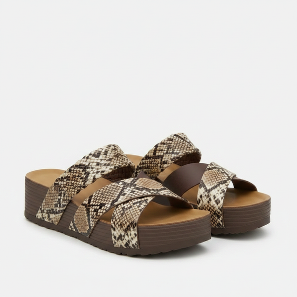 Wravella - Braided Strap Slip-On Platform Sandal