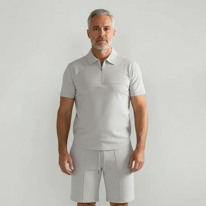 Paolo - Short Sleeve Zip Polo And Shorts Set