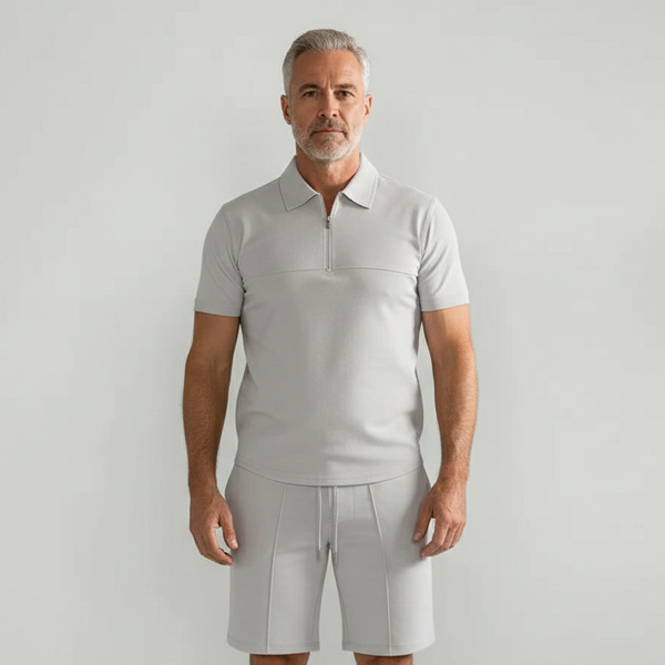 Paolo - Short Sleeve Zip Polo And Shorts Set