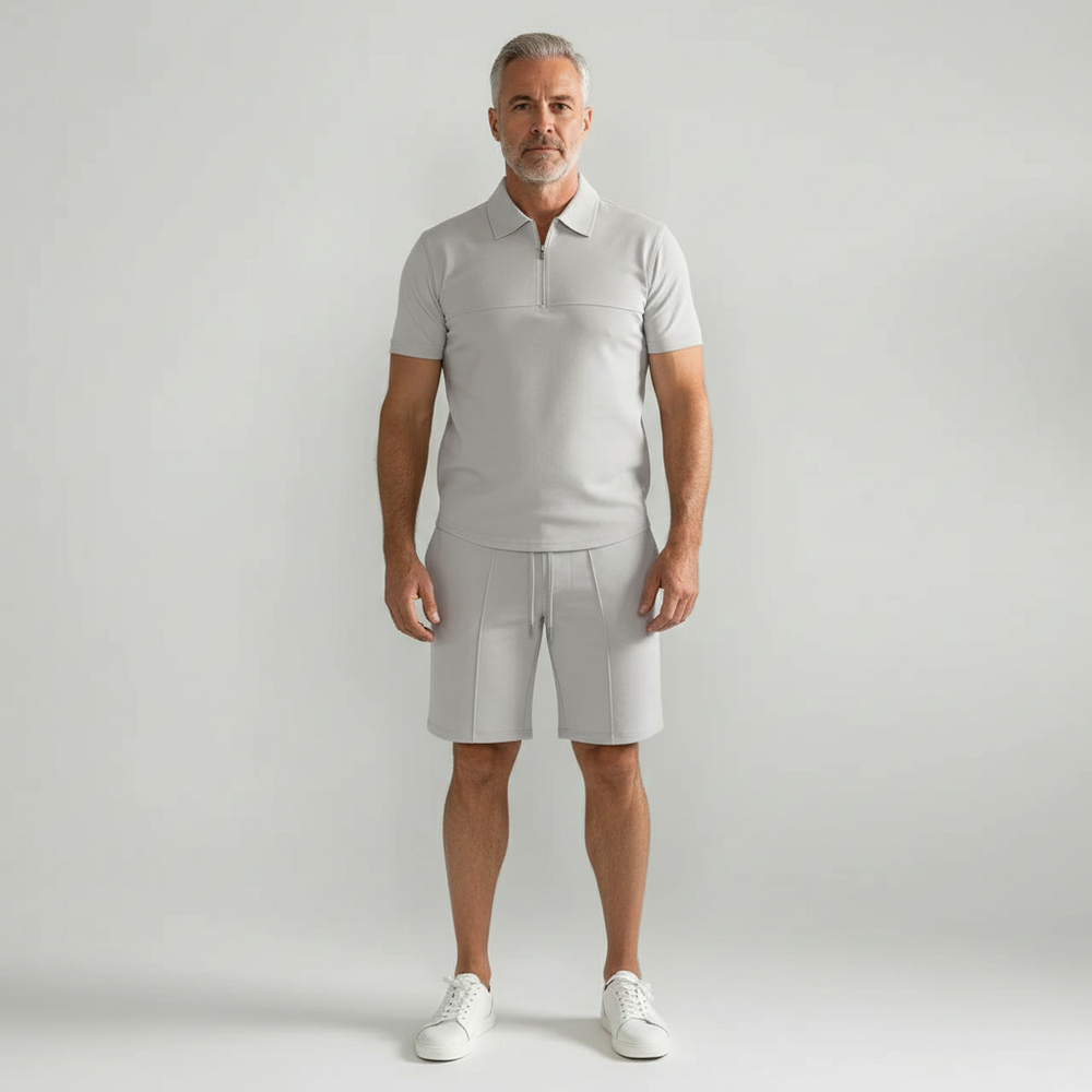 Paolo - Short Sleeve Zip Polo And Shorts Set