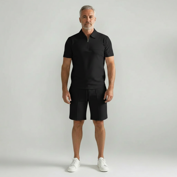 Paolo - Short Sleeve Zip Polo And Shorts Set