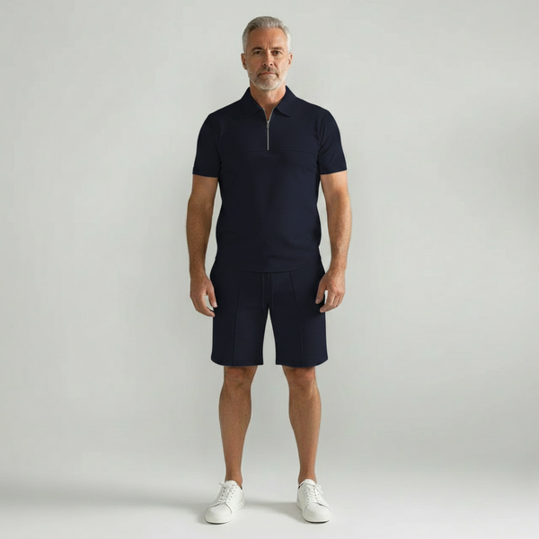 Paolo - Short Sleeve Zip Polo And Shorts Set