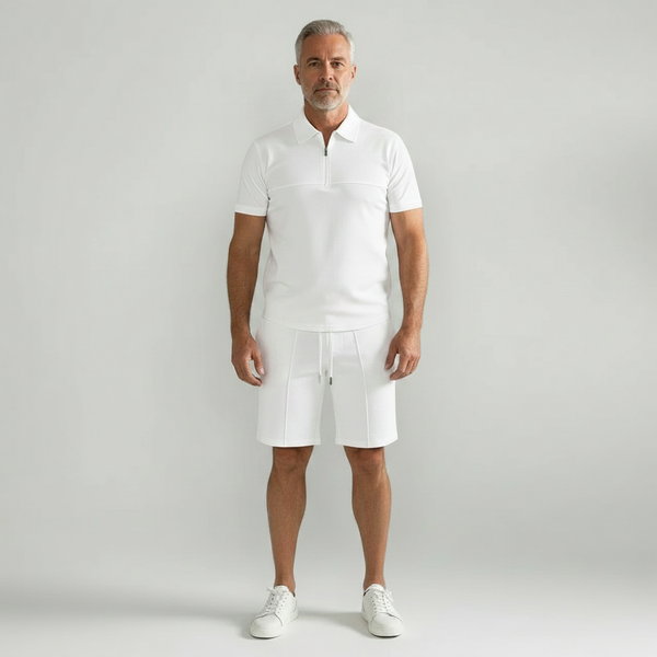 Paolo - Short Sleeve Zip Polo And Shorts Set