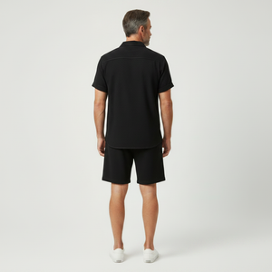 Eliaz - Textured Short Sleeve Shirt And Shorts Set