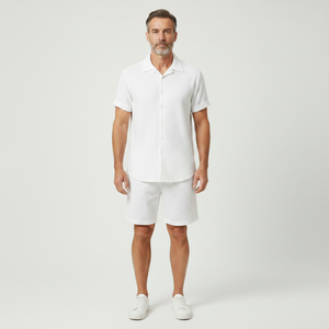 Eliaz - Textured Short Sleeve Shirt And Shorts Set