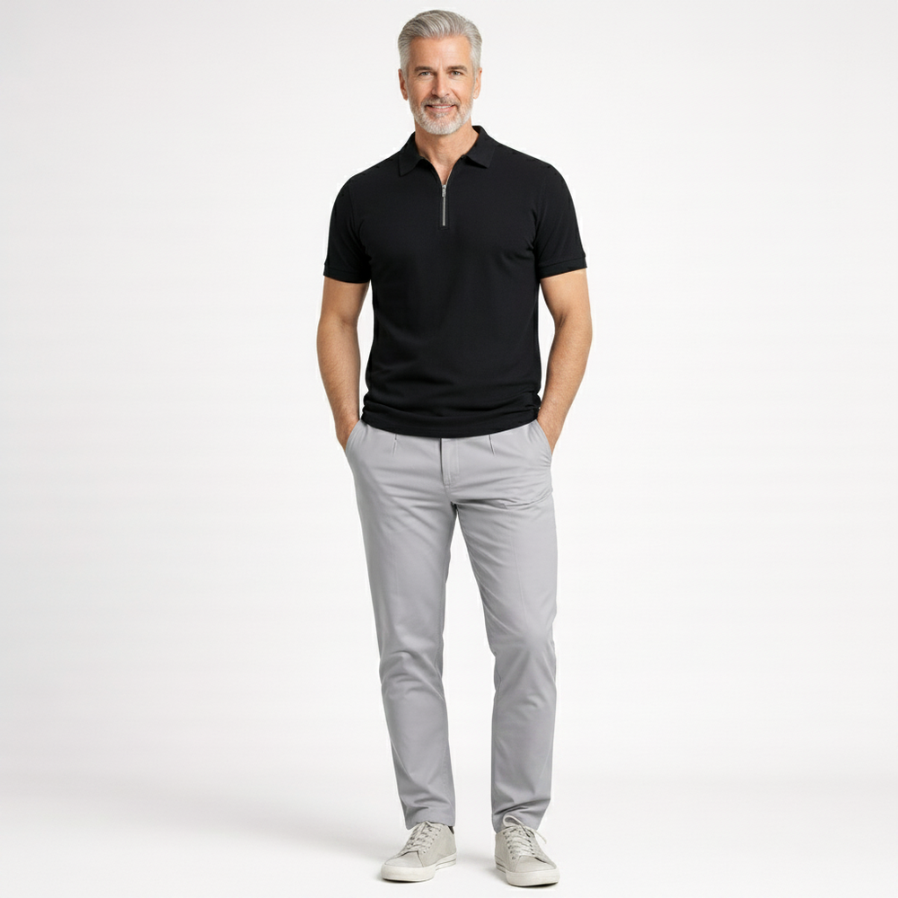 Zolvex - Slim-Fit Zip-Collar Polo Shirt