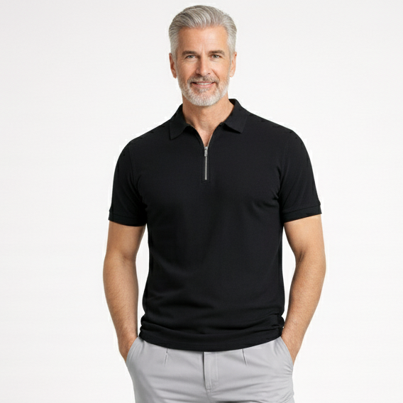 Zolvex - Slim-Fit Zip-Collar Polo Shirt