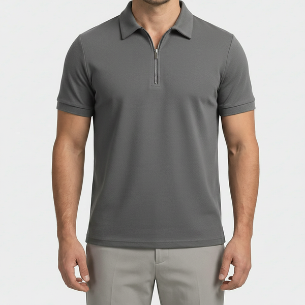Zolvex - Slim-Fit Zip-Collar Polo Shirt