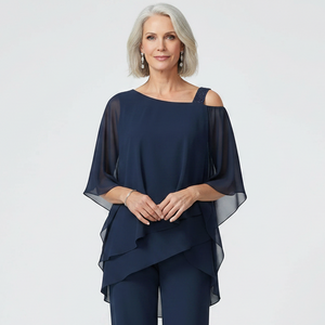 Veluxa - Cold-Shoulder Two-Piece Pant Set