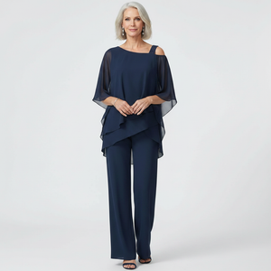 Veluxa - Cold-Shoulder Two-Piece Pant Set