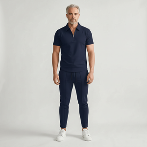 Yucas - Matching Zip Polo And Tapered Pants Set