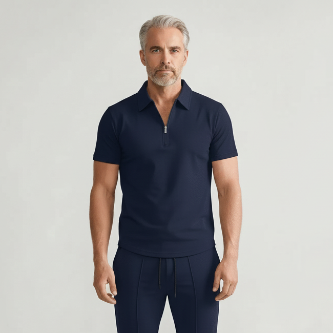 Yucas - Matching Zip Polo And Tapered Pants Set