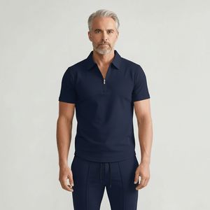 Yucas - Matching Zip Polo And Tapered Pants Set