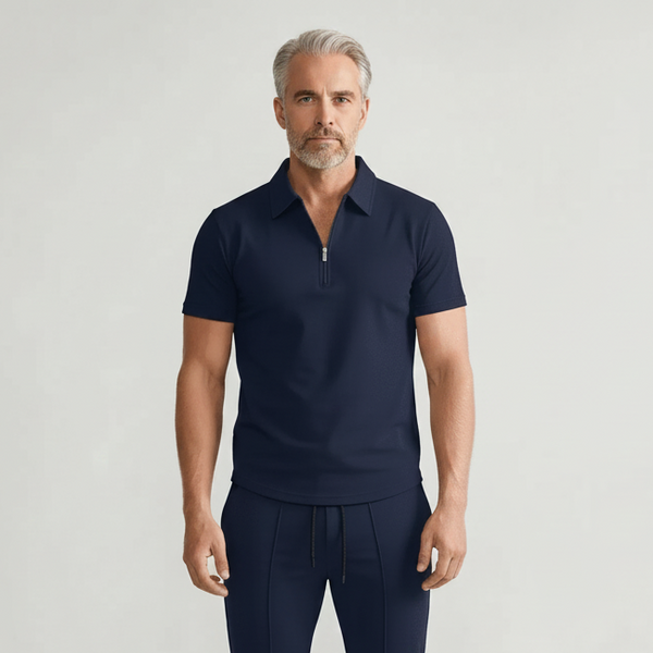 Yucas - Matching Zip Polo And Tapered Pants Set